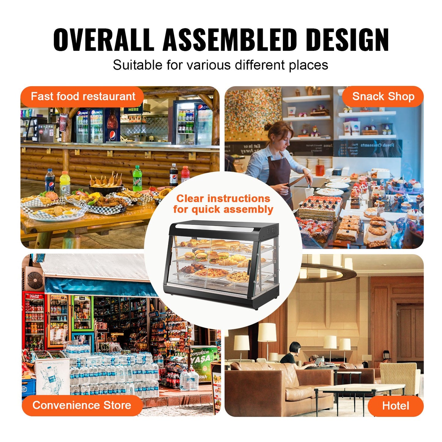 3-Tier Commercial Food Warmer Display, 1500W Food Display Warmer with Light, Adjustable Shelf and Temperature Display, 30℃~85℃ Steam Heating, 130L for Hamburger, Pizza, Bread, Fried Chicken