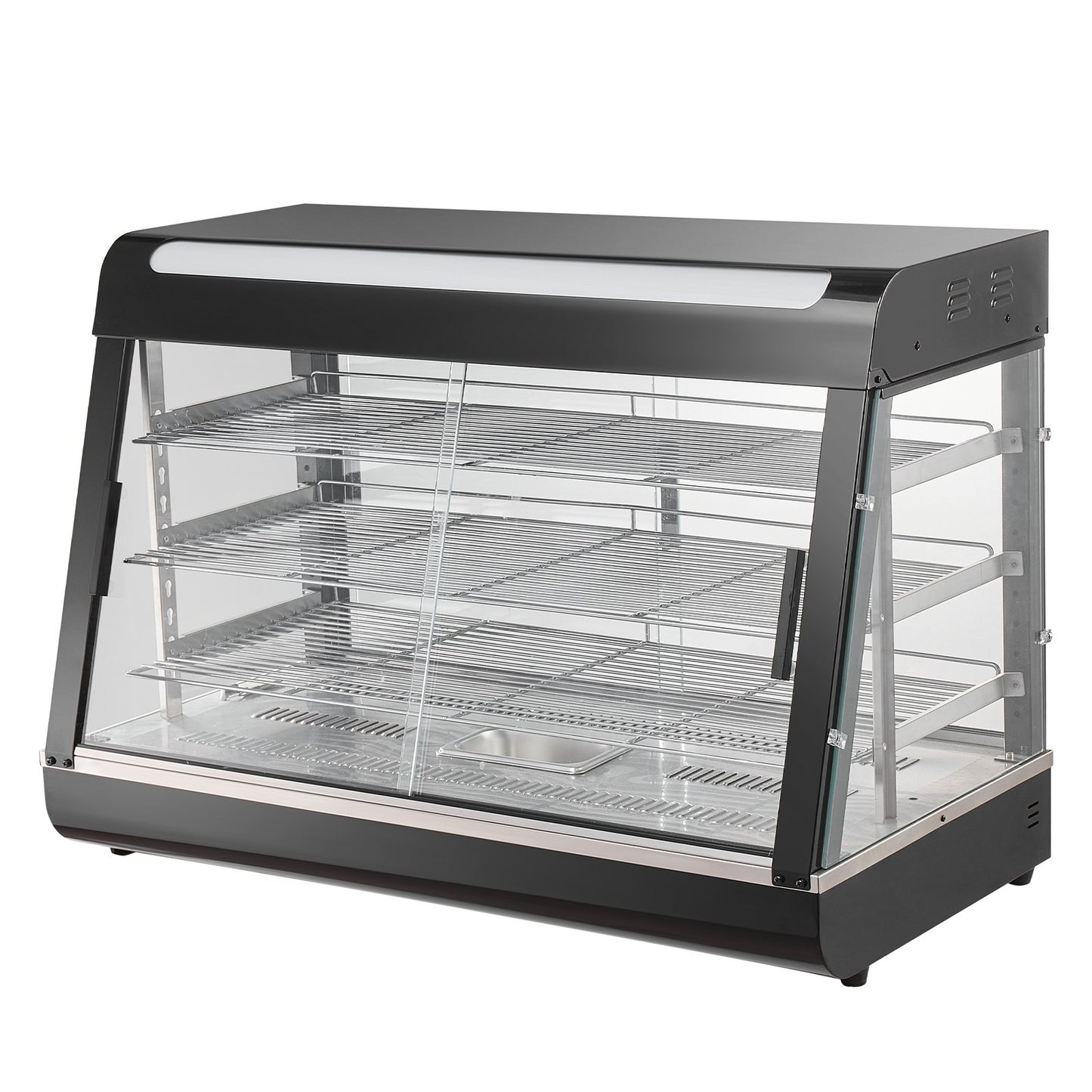 3-Tier Commercial Food Warmer Display, 1500W Food Display Warmer with Light, Adjustable Shelf and Temperature Display, 30℃~85℃ Steam Heating, 130L for Hamburger, Pizza, Bread, Fried Chicken