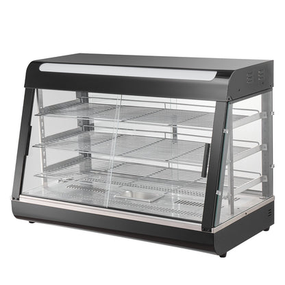 3-Tier Commercial Food Warmer Display, 1500W Food Display Warmer with Light, Adjustable Shelf and Temperature Display, 30℃~85℃ Steam Heating, 130L for Hamburger, Pizza, Bread, Fried Chicken
