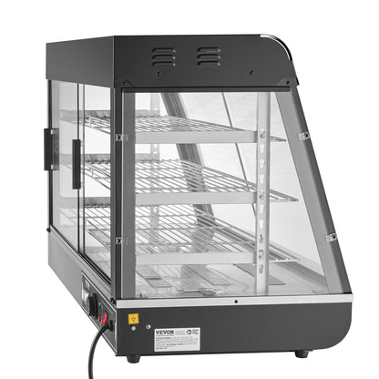 3-Tier Commercial Food Warmer Display, 1500W Food Display Warmer with Light, Adjustable Shelf and Temperature Display, 30℃~85℃ Steam Heating, 130L for Hamburger, Pizza, Bread, Fried Chicken