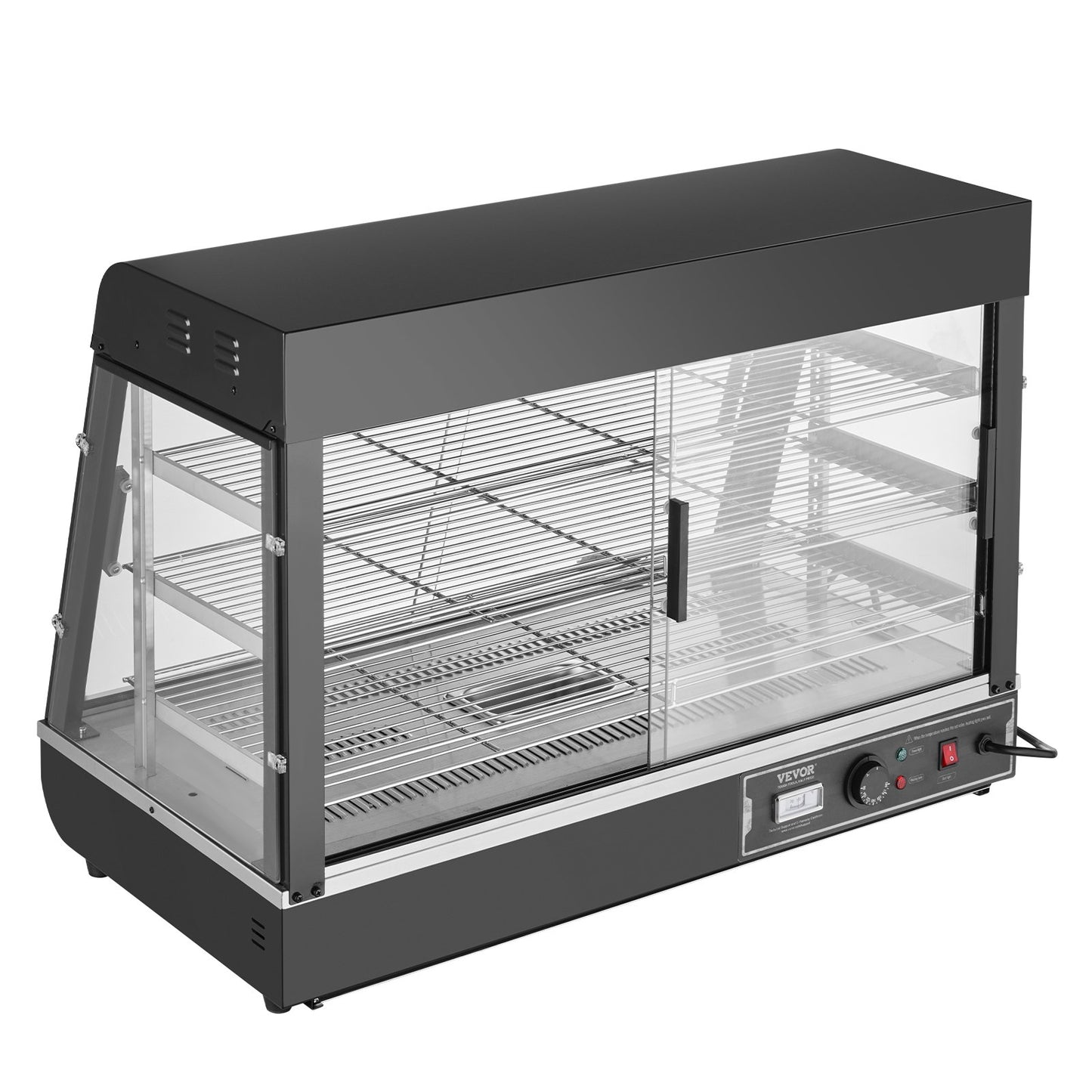 3-Tier Commercial Food Warmer Display, 1500W Food Display Warmer with Light, Adjustable Shelf and Temperature Display, 30℃~85℃ Steam Heating, 130L for Hamburger, Pizza, Bread, Fried Chicken