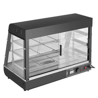 3-Tier Commercial Food Warmer Display, 1500W Food Display Warmer with Light, Adjustable Shelf and Temperature Display, 30℃~85℃ Steam Heating, 130L for Hamburger, Pizza, Bread, Fried Chicken
