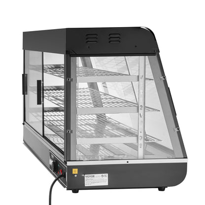 3-Tier Commercial Food Warmer Display, 1500W Food Display Warmer with Light, Adjustable Shelf and Temperature Display, 30℃~85℃ Steam Heating, 180L for Hamburger, Pizza, Bread, Fried Chicken