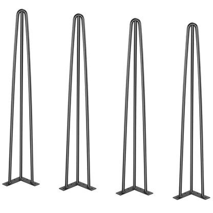Hairpin Table Legs 0.7M, Set of 4 Desk Legs 408.2KG Load Capacity, Hairpin Desk Legs 3 Rods for Desk Chairs Bench Dining End Table, Solid Carbon Steel Heavy Duty Furniture Legs Black