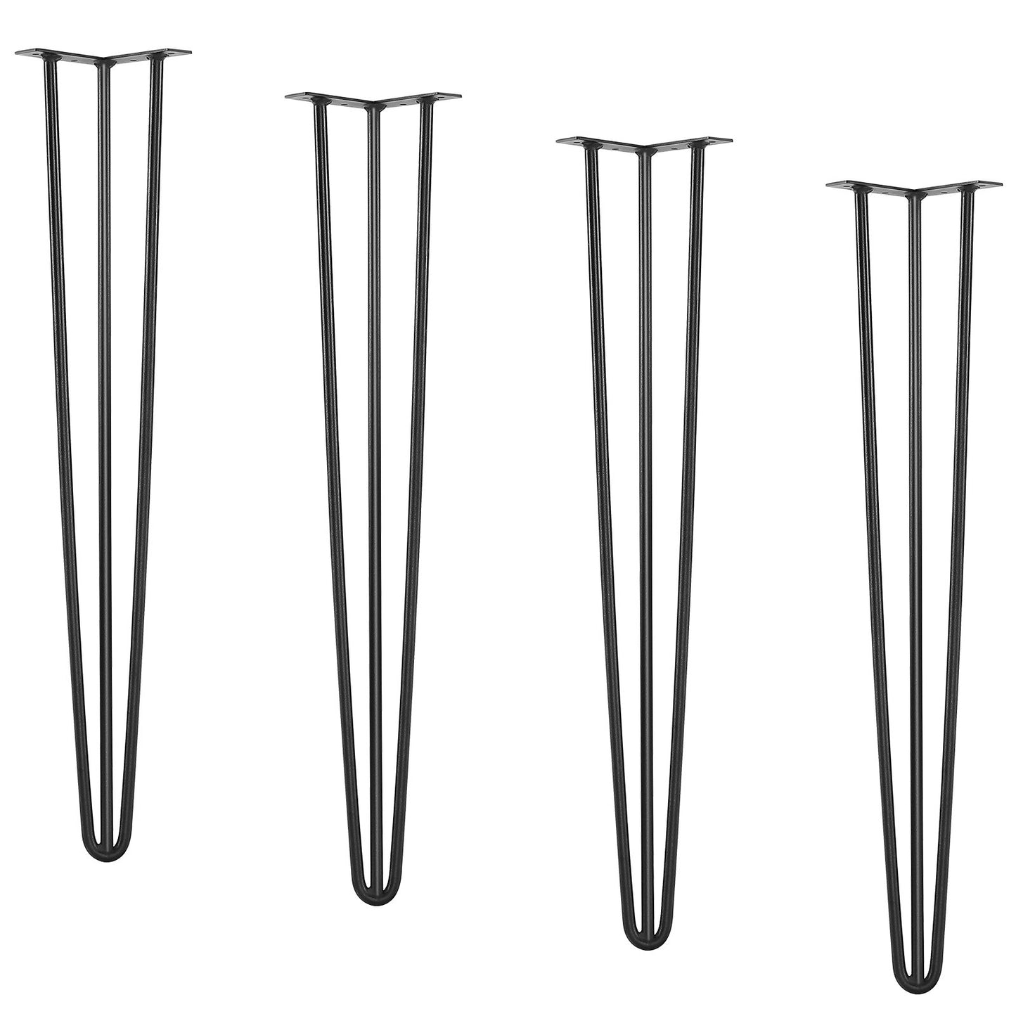 Hairpin Table Legs 0.7M, Set of 4 Desk Legs 408.2KG Load Capacity, Hairpin Desk Legs 3 Rods for Desk Chairs Bench Dining End Table, Solid Carbon Steel Heavy Duty Furniture Legs Black