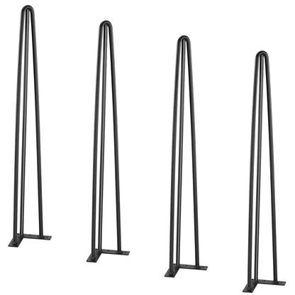 Hairpin Table Legs 0.7M, Set of 4 Desk Legs 408.2KG Load Capacity, Hairpin Desk Legs 3 Rods for Desk Chairs Bench Dining End Table, Solid Carbon Steel Heavy Duty Furniture Legs Black