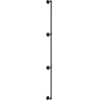 Treppengeländer aus Stahlrohr, 304,8 cm lang, Tragfähigkeit 199,6 kg, aus Kohlenstoffstahlrohr, industrietauglich, mit Wandhalterung, abgerundetes Wandgeländer für den Innen- und Außenbereich