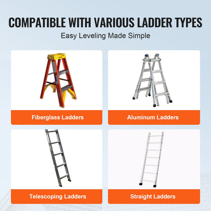 Ladder Levler, 11.4 inch Expansion Length Steel Ladder Leveling Tool, Quick Release Pitch Hopper, Stair Ladder Stabilizer Easy to Use,Extension Ladder Accessories for Uneven Ground