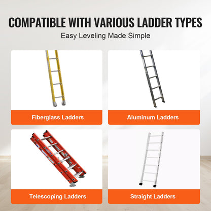 Ladder Levler, 23.4 inch Steel 550lbs Load Ladder Leveling Tool, Pitch Hopper, Stair Ladder Stabilizer with Storage, Easy to Use for All Surfaces,Extension Ladder Accessories for Uneven Ground