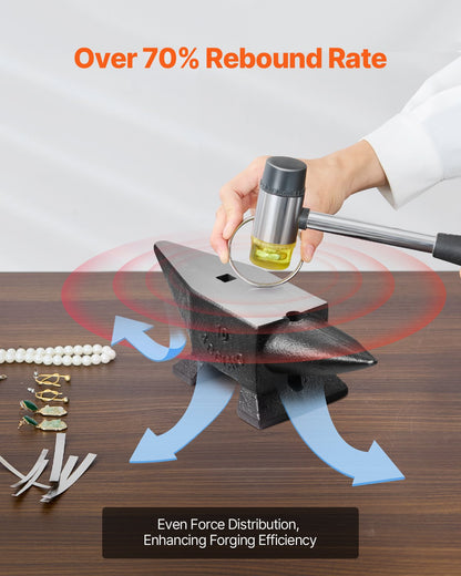 Cast Iron Anvil, 22 Lbs/10kg Single Horn Anvil, with Large Countertop and Stable Base, High Hardness Rugged Round Horn Anvil Blacksmith, for Shaping, Bending