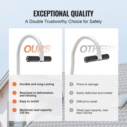 Leiterstabilisator, 2-in-1-Wandhalterung für Leitern, Zubehör für Dachfirstleitern (horizontal und vertikal), robuste T-Stange aus Stahl mit Gummigriff, schneller Zugang zu steilen Dächern