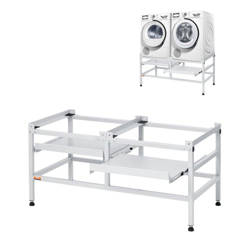 Washing Machine Stand, 48.5x25-Inch Washer Laundry Pedestal, 590LBS Load Capacity Washer And Dryer Pedestal Base with Double Trays, 4 Adjustable Feet for Lifting Washing Machines, Carbon Steel
