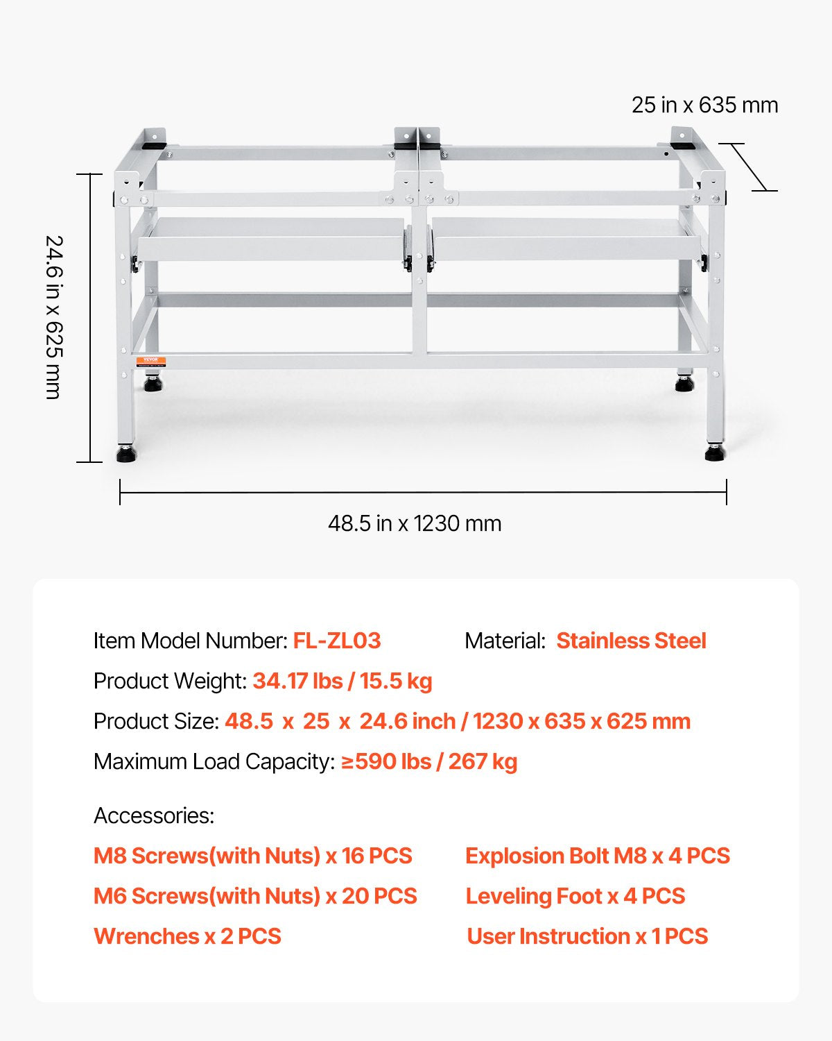 Washing Machine Stand, 48.5x25-Inch Washer Laundry Pedestal, 590LBS Load Capacity Washer And Dryer Pedestal Base with Double Trays, 4 Adjustable Feet for Lifting Washing Machines, Carbon Steel