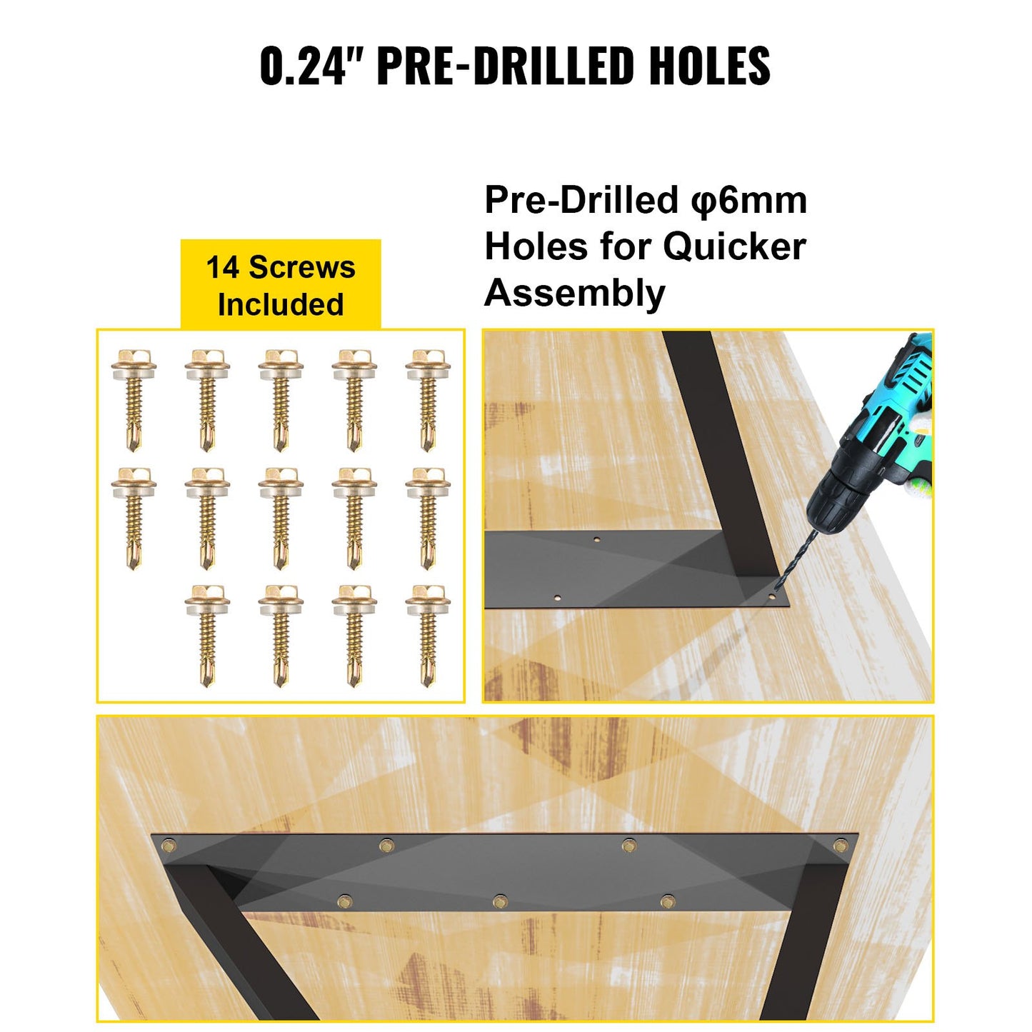 Z-förmige Tischbeine aus Metall, Esstischbeine, 71,1 x 45,7 cm (28" x 18"), Schreibtischbeine, 2er-Set