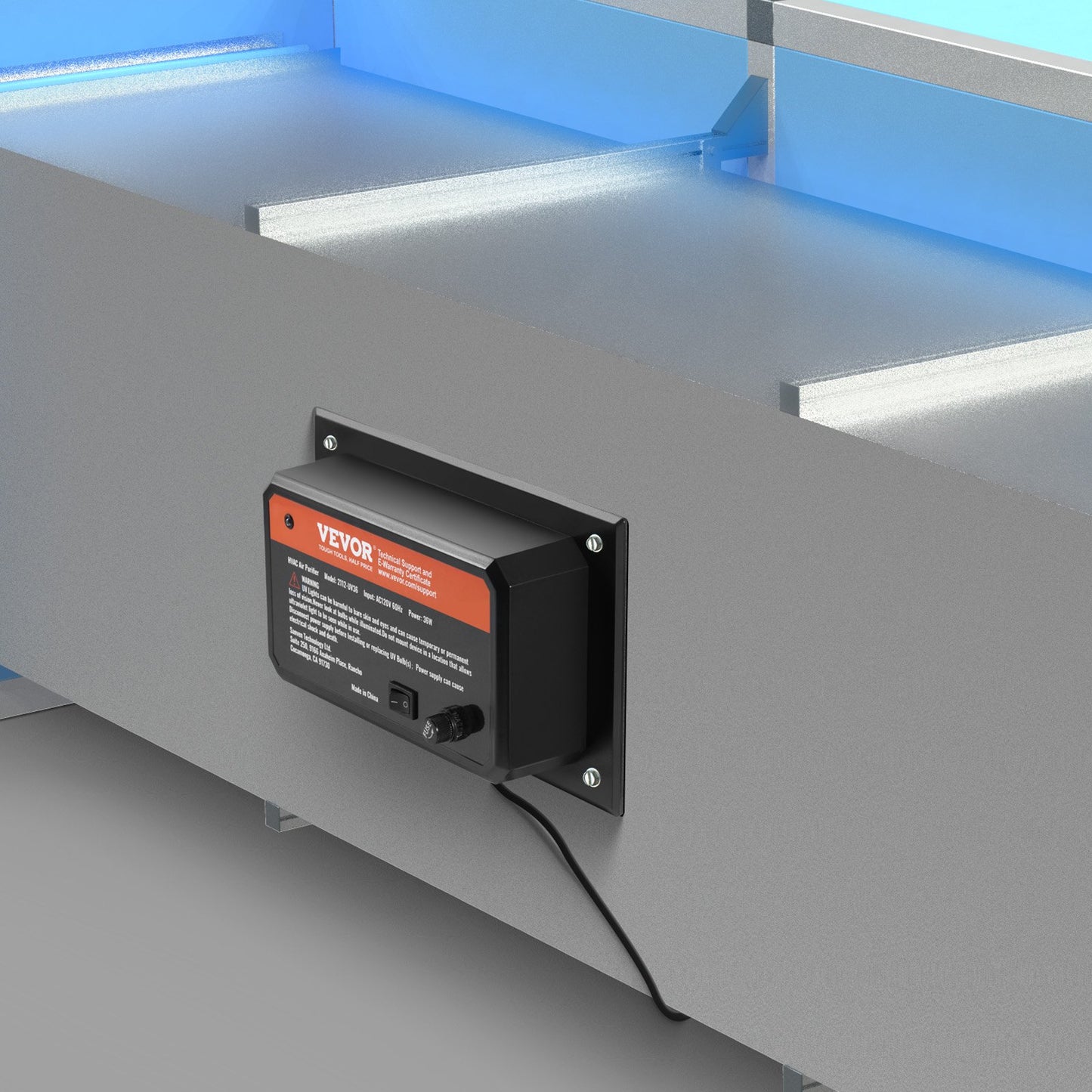 HVAC Air Purifier Whole House, 36W 16inch, UV UVC Light in Duct for Ac (Air Conditioning) Duct, Air Scrubber with 1 Replacement Bulb, HVAC UV lights for Ac Systems