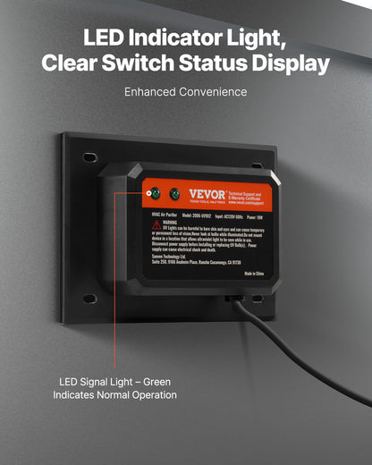 HVAC Air Purifier Whole House, 18W 7inch, UV UVC Light in Duct for Ac (Air Conditioning) Duct, Air Scrubber with 2 Replacement Bulb, HVAC UV lights for Ac Systems