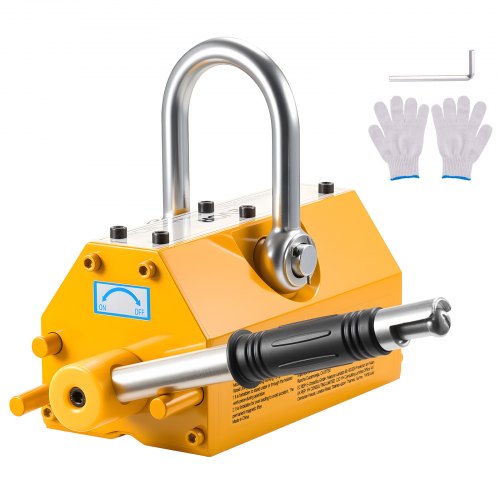 Permanent Magnetic Lifter, 600 kg Pulling Capacity, Heavy Duty N42 Neodymium Lifting Magnet with Release Handle and Steel Hook, Used in Shop Crane and Hoist, for Lifting Plate Steel, Board