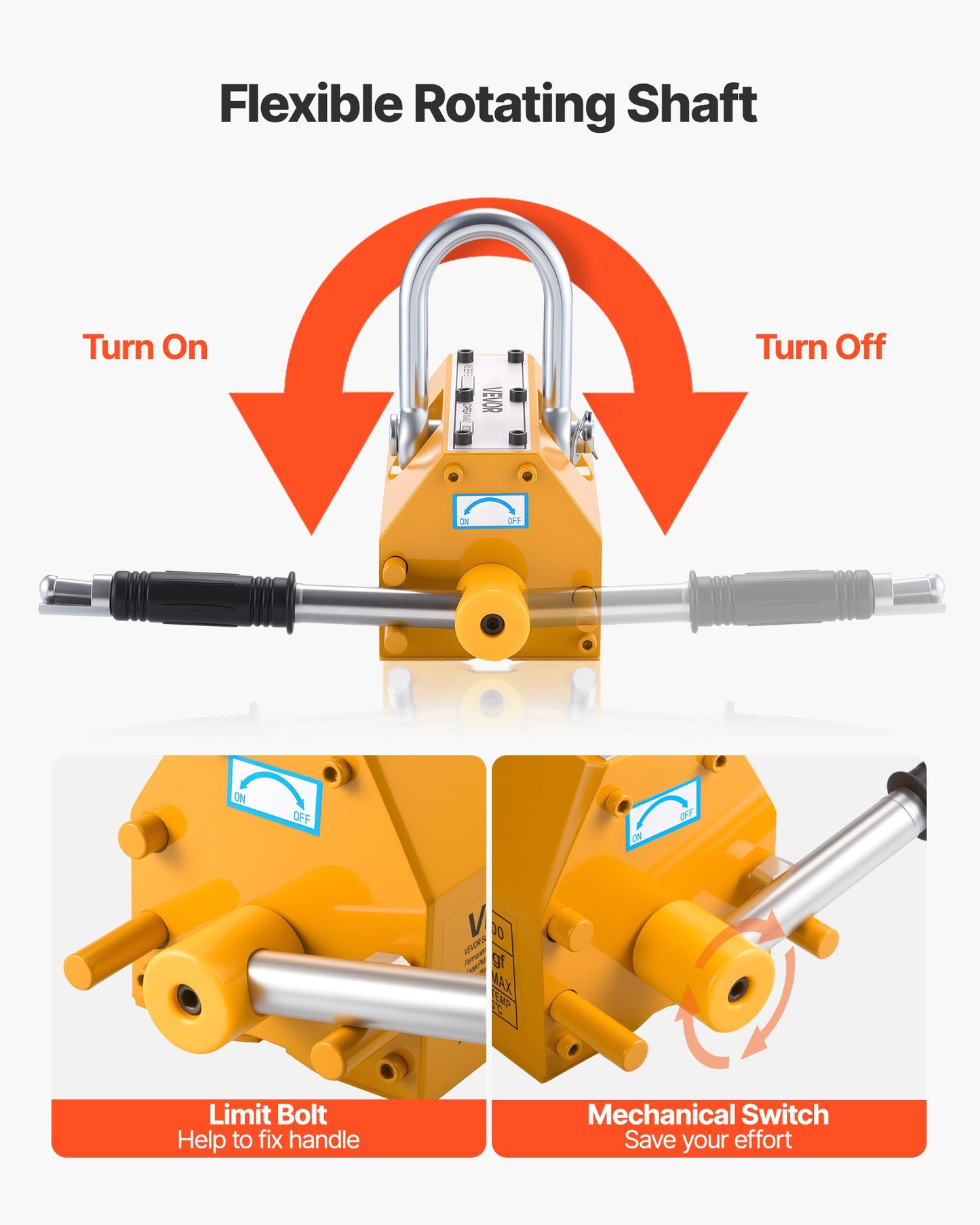 Permanent Magnetic Lifter, 600 kg Pulling Capacity, Heavy Duty N42 Neodymium Lifting Magnet with Release Handle and Steel Hook, Used in Shop Crane and Hoist, for Lifting Plate Steel, Board