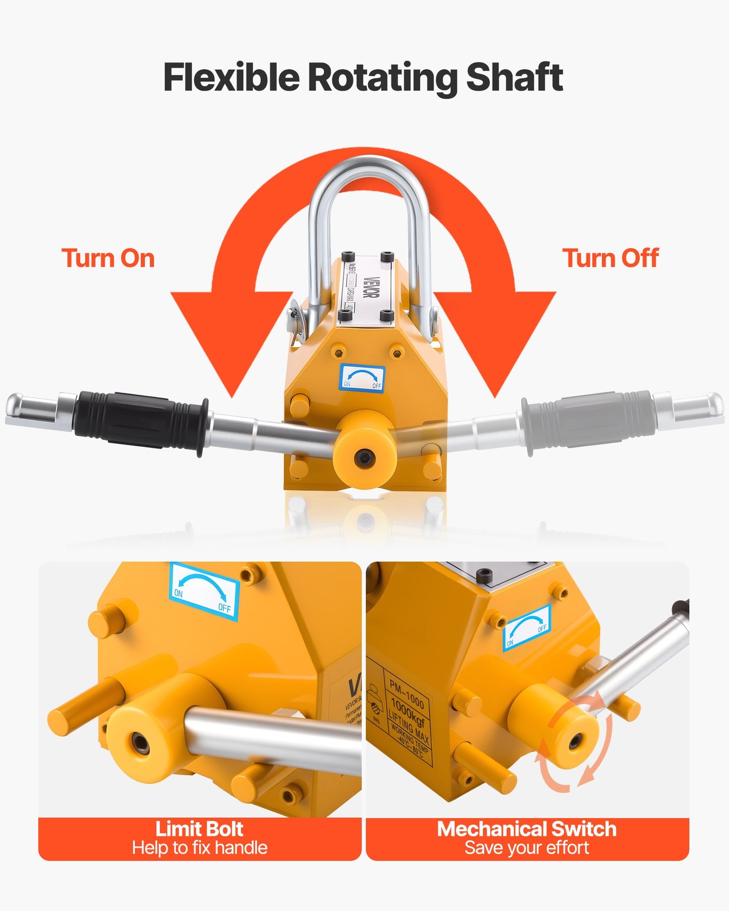 Permanent Magnetic Lifter, 400 kg Pulling Capacity, Heavy Duty N42 Neodymium Lifting Magnet with Release Handle and Steel Hook, Used in Shop Crane and Hoist, for Lifting Plate Steel, Board