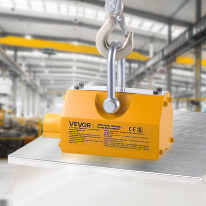 Permanent Magnetic Lifter, 400 kg Pulling Capacity, Heavy Duty N42 Neodymium Lifting Magnet with Release Handle and Steel Hook, Used in Shop Crane and Hoist, for Lifting Plate Steel, Board