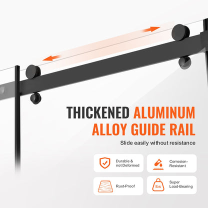 Frameless Shower Door, 58-59" W x 75" H, Shower Sliding Glass Door with 5/16"(8mm) Clear SGCC Tempered Glass, Waterproof Shatterproof Stain-Resistant with Stainless Steel Hardware, Matte Black
