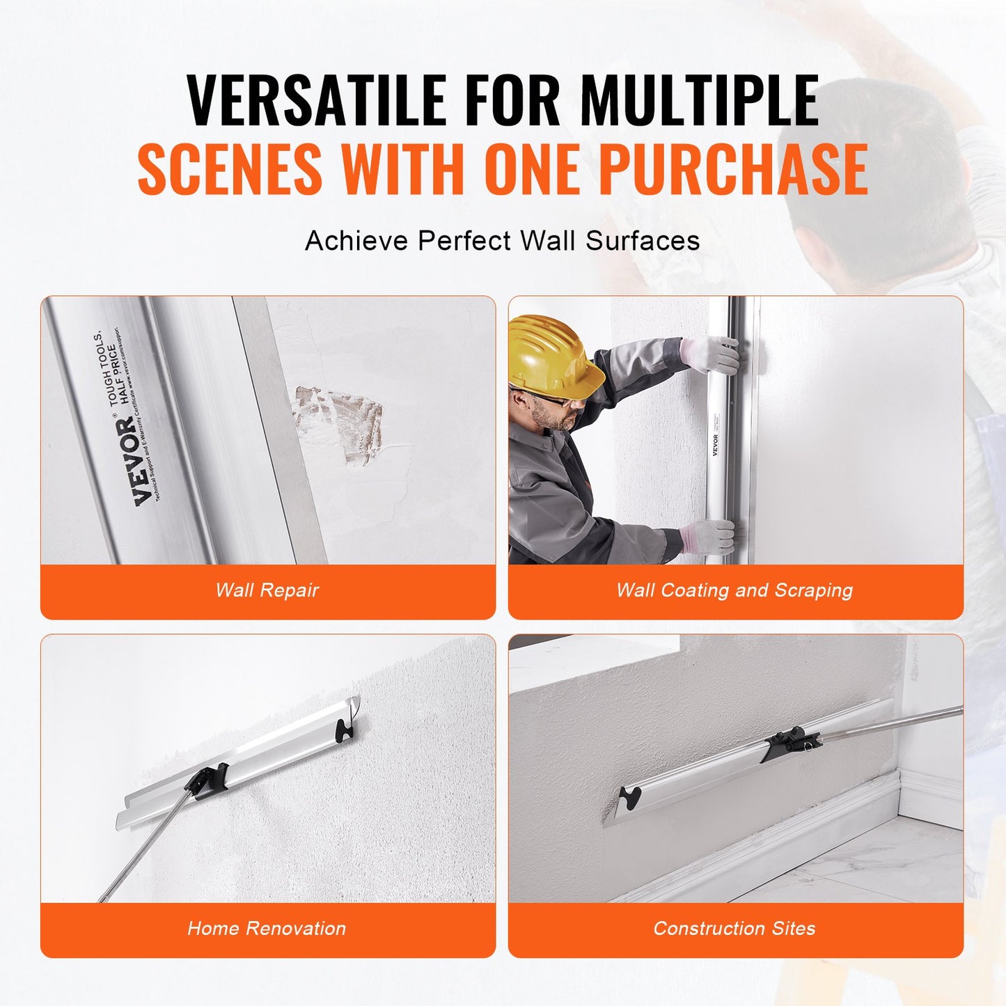 Glättmesser für Trockenbauwände, 122 cm (48 Zoll), Klinge aus Edelstahl, Korpus aus Aluminiumlegierung, professionelles Werkzeug zum Glätten von Trockenbauwänden, Glättmesser für Gipskartonplatten.