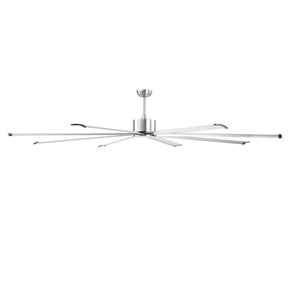 244 cm Ceiling Fan No Light, 6-Speed Remote Control, Aluminum 8-Blade, Reversible DC Motor, Modern Low Profile Flush Mount Fan for Bedroom, Living Room, Patio, Indoor/Outdoor, Brushed Nickel