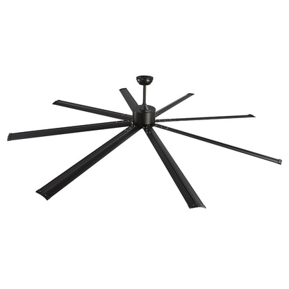 244 cm Deckenventilator ohne Beleuchtung, 6-stufige Fernbedienung, 8-flügeliges Aluminiumgehäuse, reversibler Gleichstrommotor, moderner, flacher Deckenventilator zur Außenmontage für Schlafzimmer, Wohnzimmer, Terrasse, Innen- und Außenbereich, Schwarz