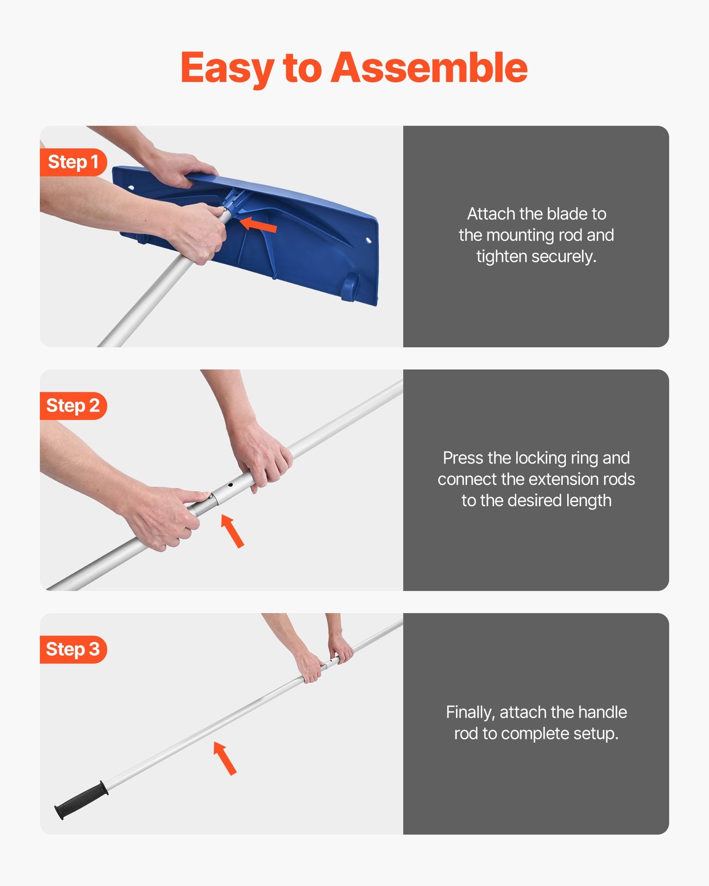 Schneeräumrechen für Dächer, 60 cm langes PP-Kunststoffblatt, 1,18–5,55 m verstellbarer Dachschneeschaber mit Rädern, rutschfester Griff, leichtes Werkzeug zur Schneebeseitigung auf Hausdächern zum Entfernen von Laub und Schmutz