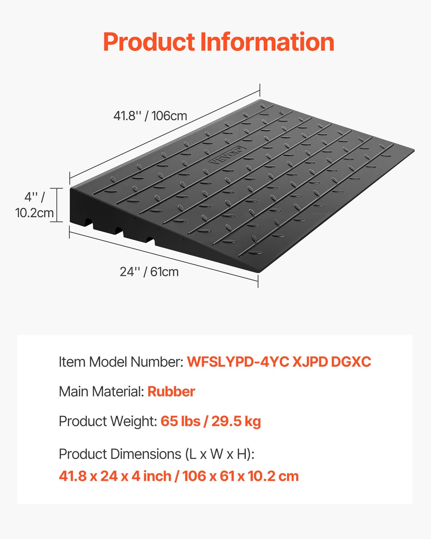Schwellenrampe aus Gummi, 10 cm Steigung, Türschwelle, 3-Kanal-Kabelabdeckung, schräge Gummischwellenrampe, Tragfähigkeit 1000 kg (2200 lbs) für Rollstuhl und Scooter