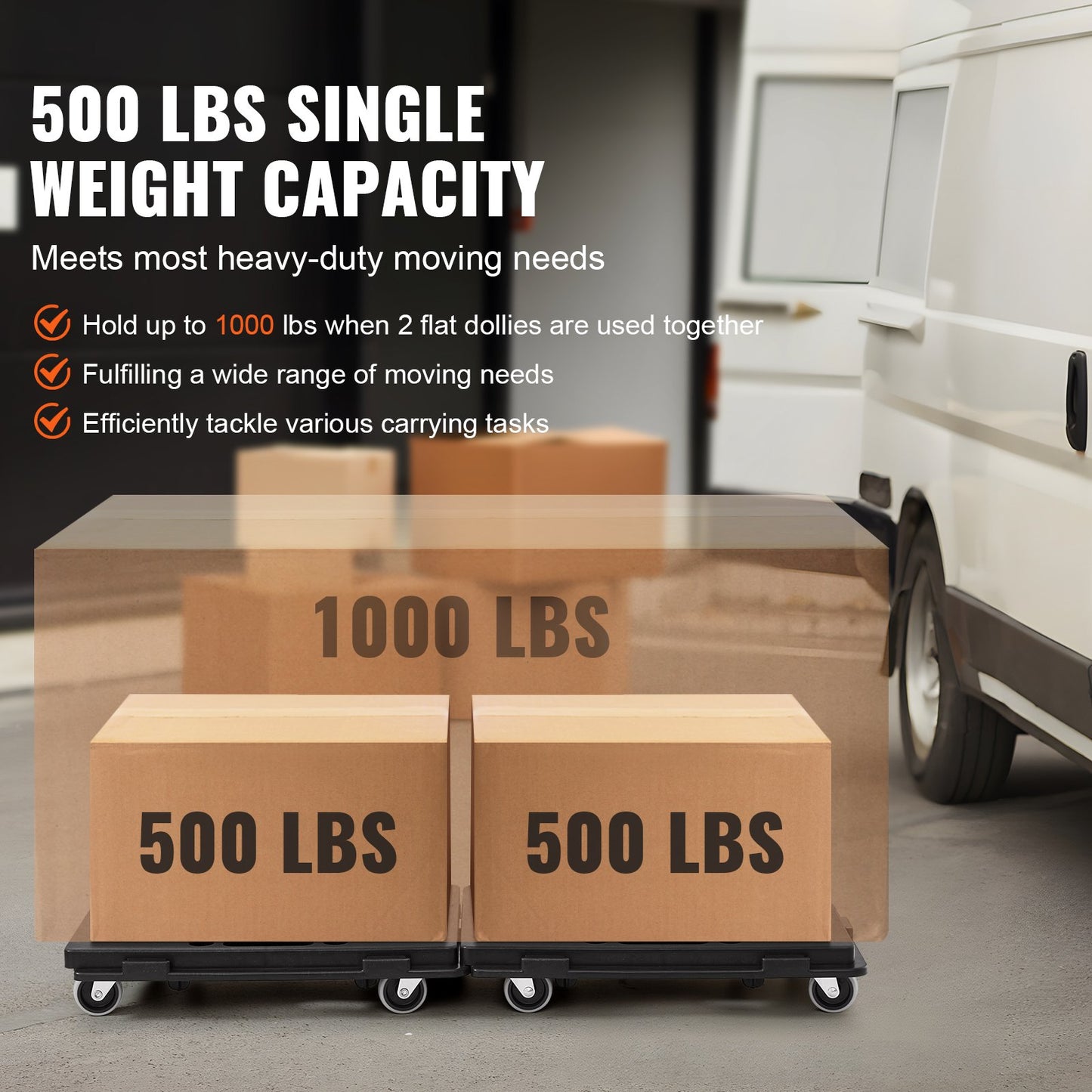 Furniture Dolly, 226.8 kg Capacity Each Count, Furniture Mover with Wheels, Portable Moving Rollers 4 Wheels Heavy Duty, Small Flat Dolly Cart with Interlocking for Heavy Furniture, 2 Pack, Black