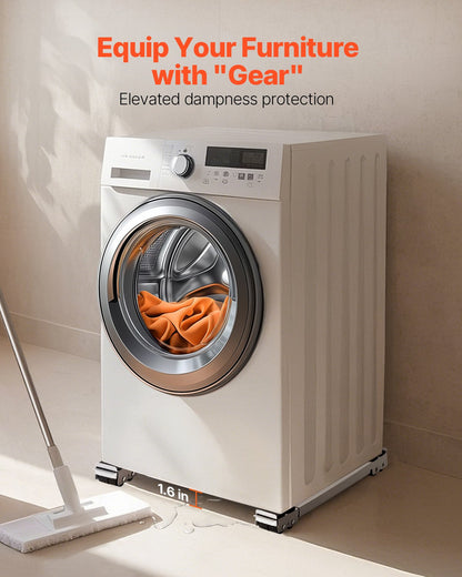 Schwerlast-Rollen für Möbel und Haushaltsgeräte, 299,4 kg Gesamttragkraft, ausziehbare Rollen für Waschmaschinen, Kühlschränke, Trockner und Geschirrspüler, weiß