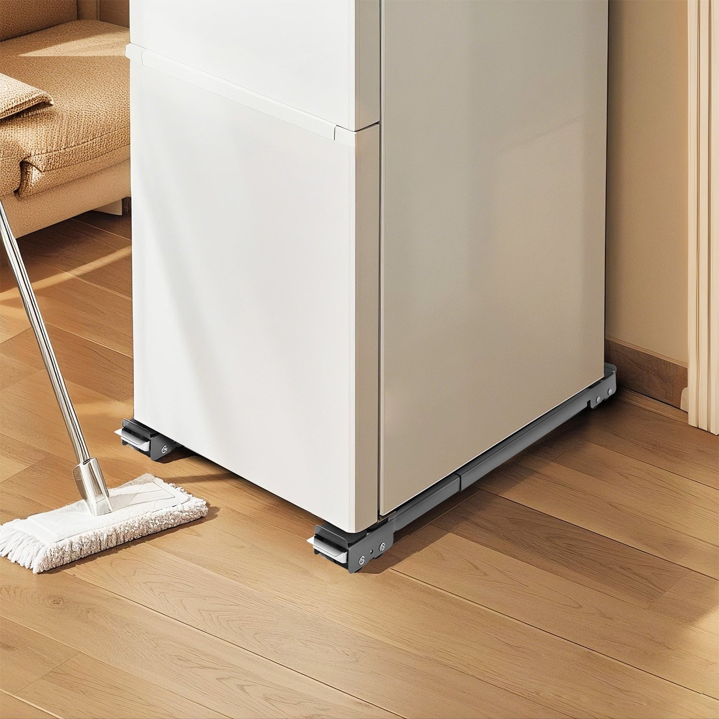 Schwerlast-Rollen für Möbel und Haushaltsgeräte, 299,4 kg Gesamttragkraft, ausziehbare Rollen für Waschmaschinen, Kühlschränke, Trockner und Geschirrspüler, weiß