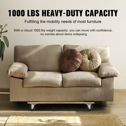 Furniture Dolly, 1000 lbs Load Capacity, 18" x 30", 4 x 3" PP Swivel Casters, Heavy Duty Hardwood Furniture Moving Dolly, Mover's Dolly, Moving Cart with Wheels for Heavy Furniture Home Cleaning