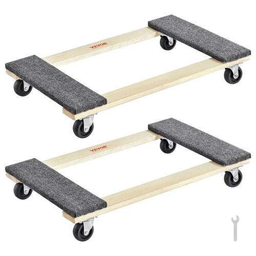 Möbelroller, je 454 kg Tragkraft, 2er-Pack, 45,7 x 76,2 cm, 20,3 x 7,6 cm PP-Lenkrollen, Schwerlast-Möbelroller für Hartholzmöbel, Umzugswagen, Transportwagen mit Rädern für schwere Möbel