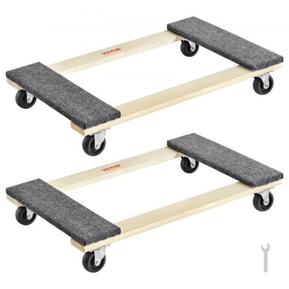Möbelroller, je 454 kg Tragkraft, 2er-Pack, 45,7 x 76,2 cm, 20,3 x 7,6 cm PP-Lenkrollen, Schwerlast-Möbelroller für Hartholzmöbel, Umzugswagen, Transportwagen mit Rädern für schwere Möbel
