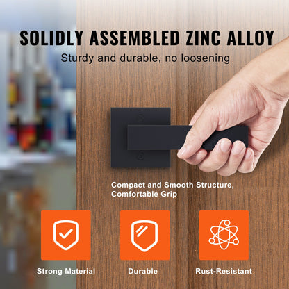 Türgriff-Blindgriff, 2 Stück, einseitig, nicht drehbar, zum Drücken/Ziehen, modernes quadratisches Türgriff-Set, beidseitig verwendbar für rechts- und linksdrehende Türen, für Speisekammer-, Schrank- und Fenstertüren, Mattschwarz