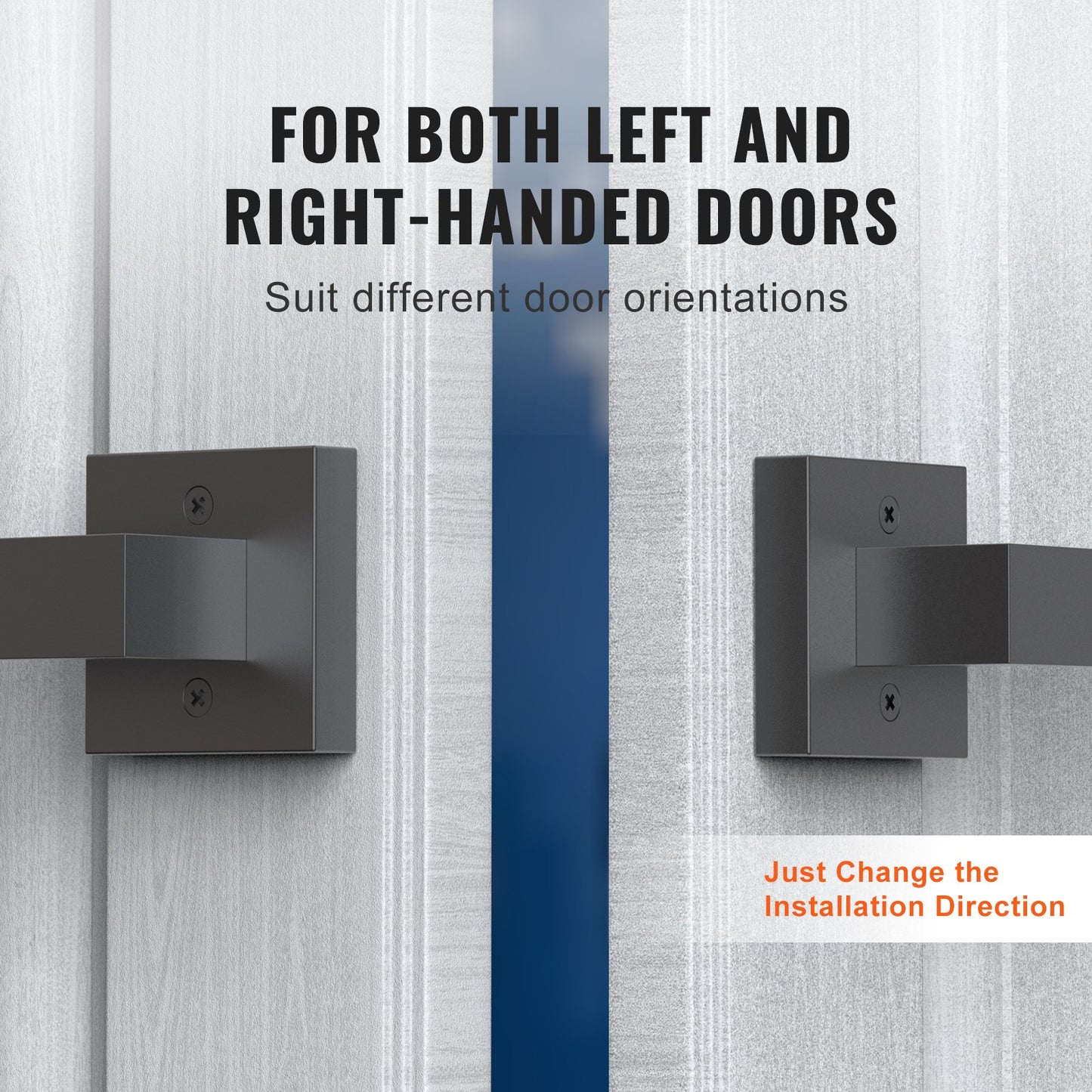 Türgriff-Blindgriff, 2 Stück, einseitig, nicht drehbar, zum Drücken/Ziehen, modernes quadratisches Türgriff-Set, beidseitig verwendbar für rechts- und linksdrehende Türen, für Speisekammer-, Schrank- und Fenstertüren, Mattschwarz