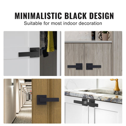 Türgriff-Blindgriff, 2 Stück, einseitig, nicht drehbar, zum Drücken/Ziehen, modernes quadratisches Türgriff-Set, beidseitig verwendbar für rechts- und linksdrehende Türen, für Speisekammer-, Schrank- und Fenstertüren, Mattschwarz