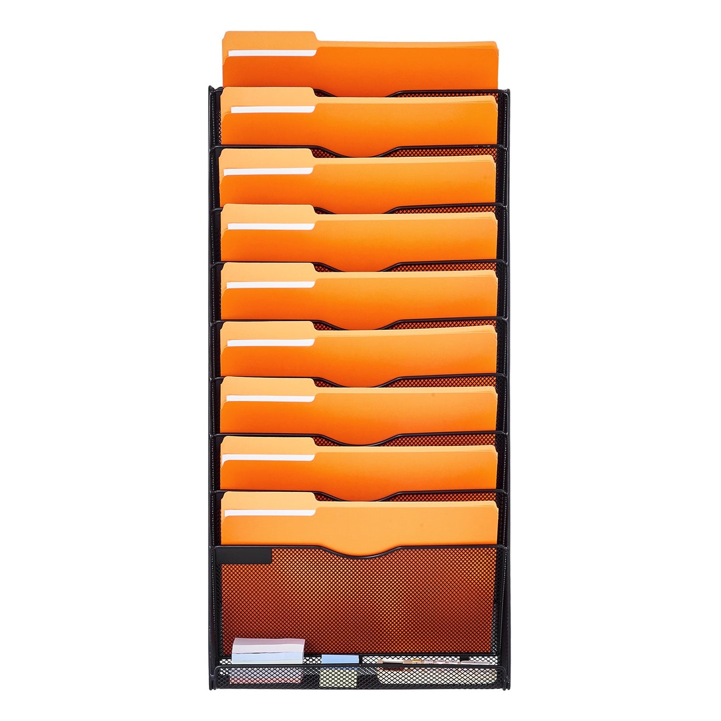 File Wall Rack, Two-Piece 10 Pockets Mesh Wall File Holder, Wall Mounted Magazine Mail Paper & Document Storage Folder, Metal Wall File Organizer with Nametag Label, for Office Home & School