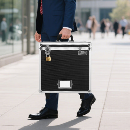 Portable File Storage Box, 395 x 320 x 380 mm Internal Chest Size, Locking Mobile Business Case with Telescopic Handle, Hand pull File Case for Office Home, Offices, Hospitals, Banks