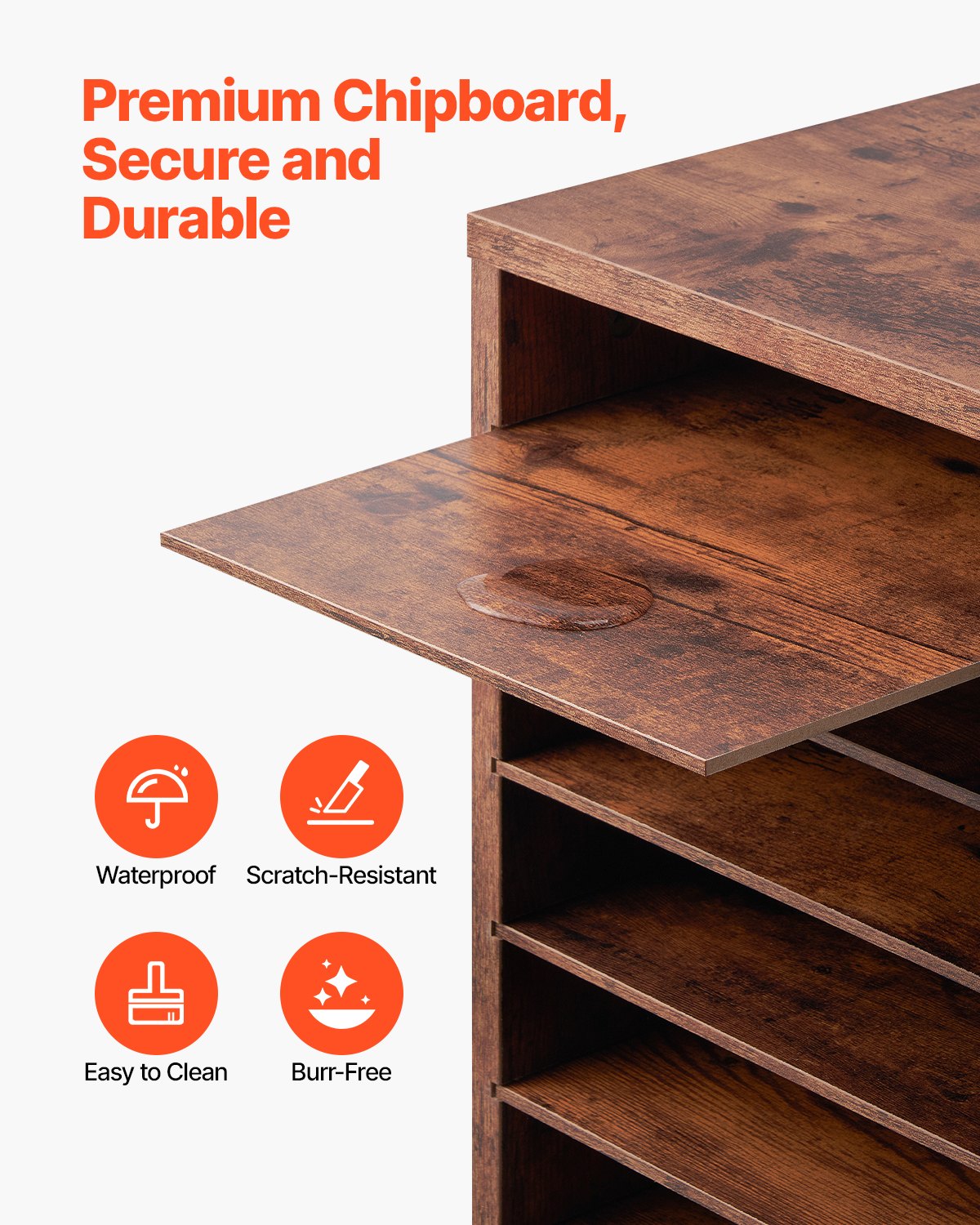 Literature Organizer, 24 Compartments Office Mailbox with Removable Shelves, Wooden Mailbox Sorter Particle Board Office Home Classroom Storage, File Sorter for Documents, Papers, Dark Brown