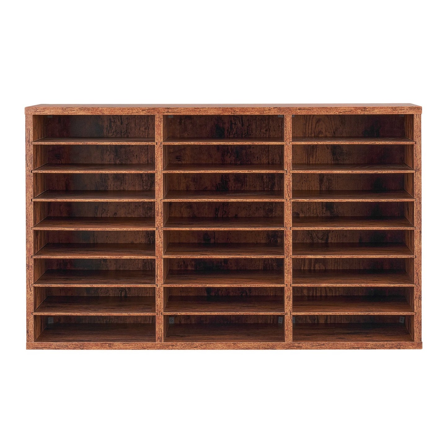 Literature Organizer, 24 Compartments Office Mailbox with Removable Shelves, Wooden Mailbox Sorter Particle Board Office Home Classroom Storage, File Sorter for Documents, Papers, Dark Brown