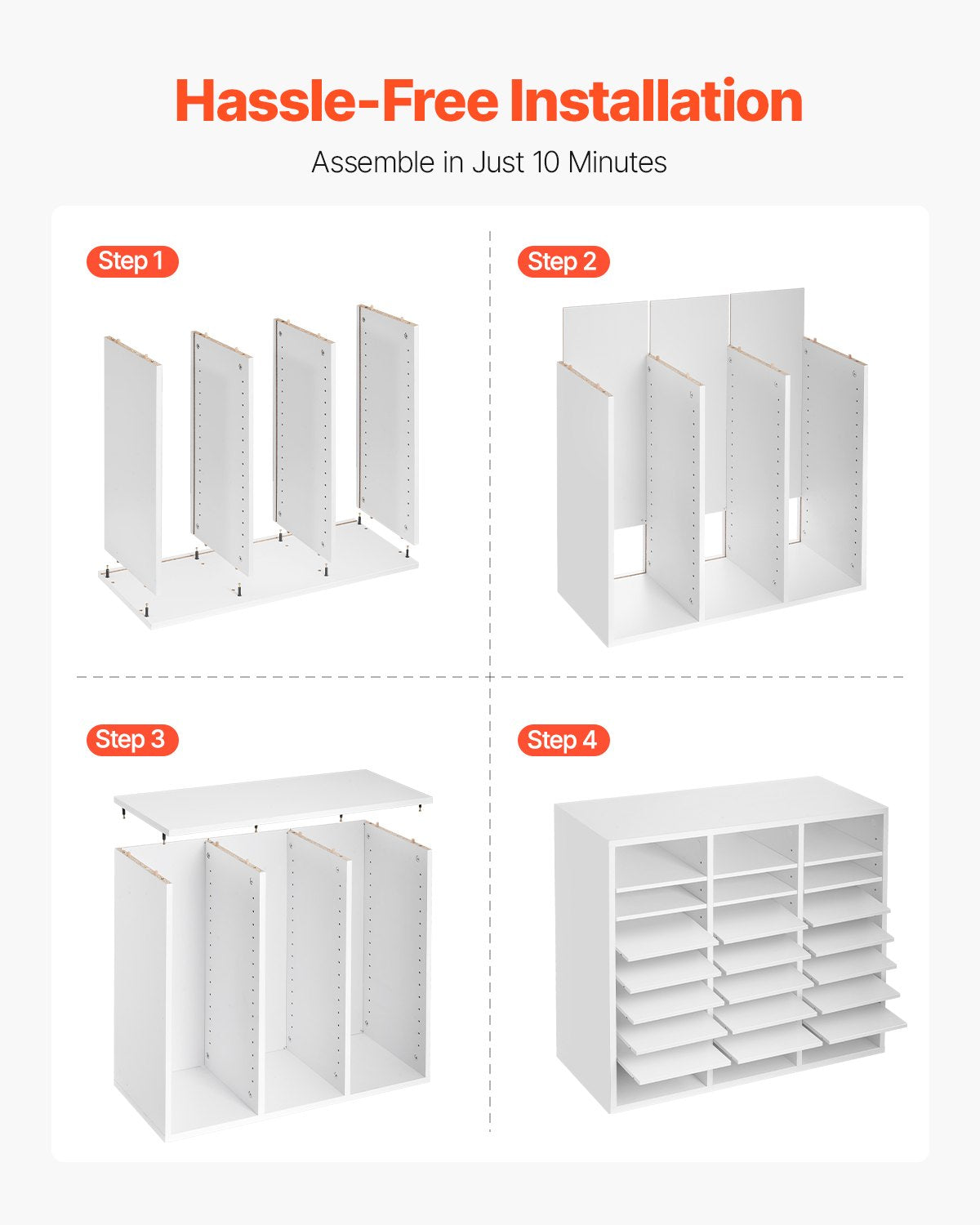 Literature Organizer, 24 Compartments Office Mailbox with Adjustable Shelves, Wooden Mailbox Sorter Medium Density Fiberboard Office Home Classroom Storage for Files, Documents, Papers, White