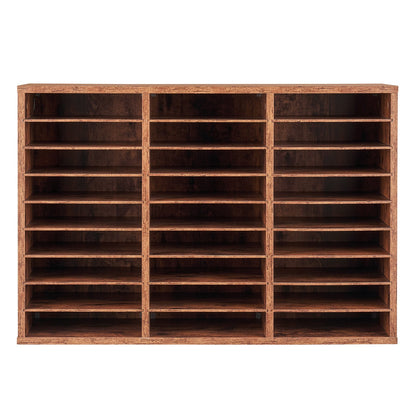 Briefkasten mit 27 Fächern und herausnehmbaren Regalböden, geeignet für Büro, Zuhause und Klassenzimmer, dunkelbraun