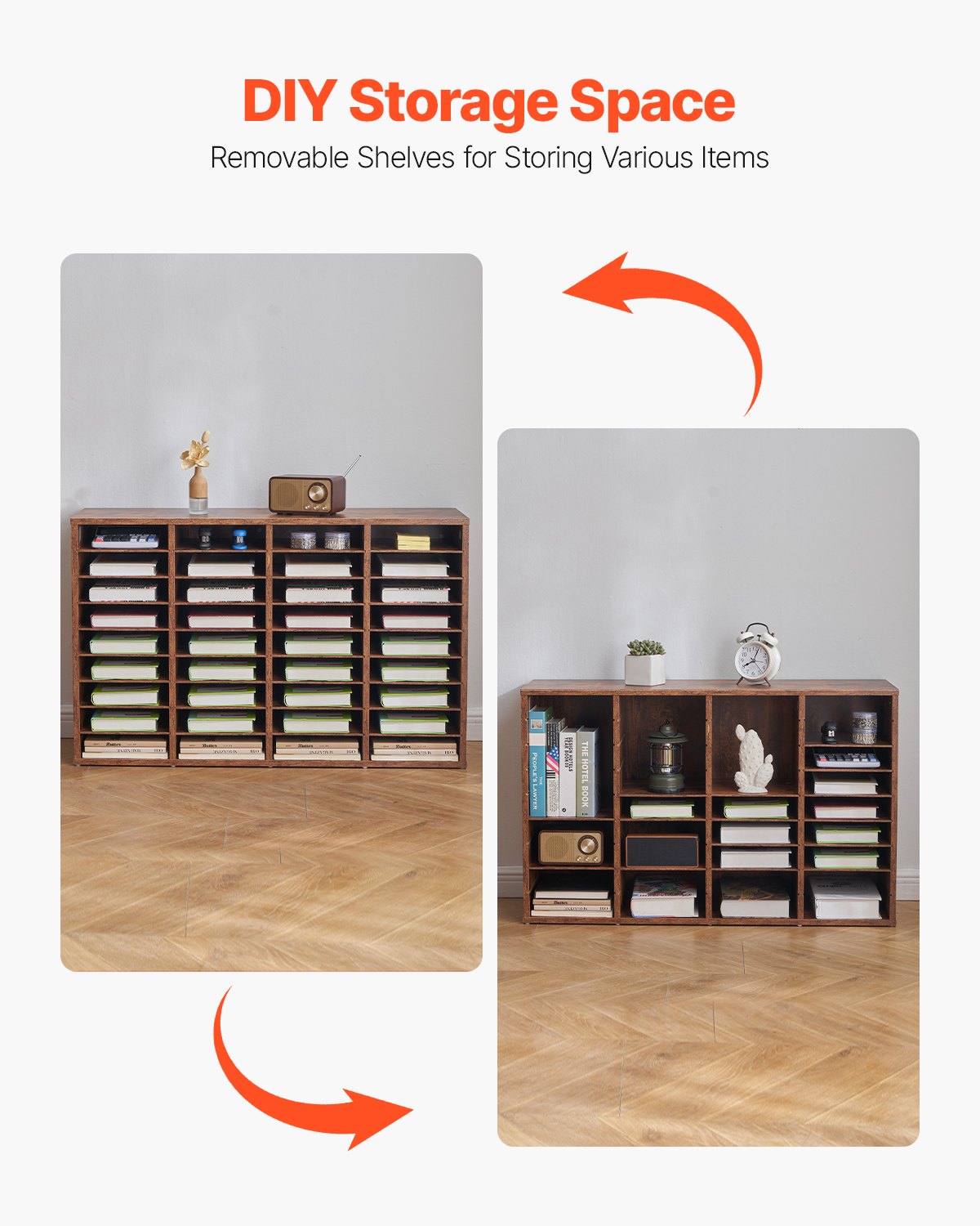 Briefkasten mit 36 ​​Fächern und herausnehmbaren Regalböden, geeignet für Büro, Zuhause und Klassenzimmer, dunkelbraun