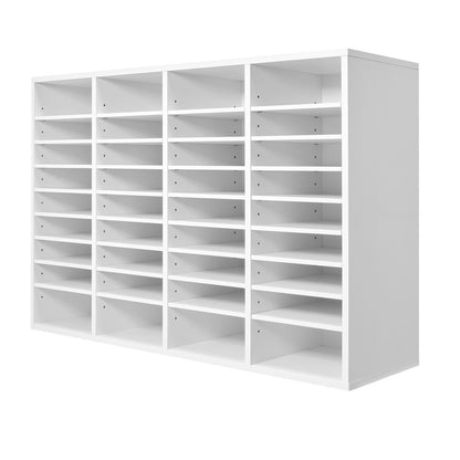 Literature Organizer, 36 Compartments Office Mailbox with Adjustable Shelves, Wooden Mailbox Sorter Medium Density Fiberboard Office Home Classroom Storage for Files, Documents, Papers, White