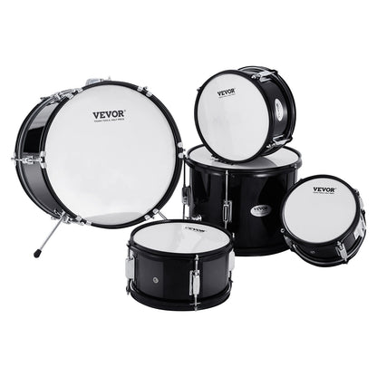 Kids Drum Set, 5-Piece, 16 in Beginner Full Drum Set with Bass Toms Snare Floor Drum Adjustable Throne Cymbal Hi-Hat Pedal and Two Pairs of Drumsticks, Starter Drum Kit for Child Kids, Black