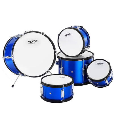 Kids Drum Set, 5-Piece, 16 in Beginner Full Drum Set with Bass Toms Snare Floor Drum Adjustable Throne Cymbal Hi-Hat Pedal and Two Pairs of Drumsticks, Starter Drum Kit for Child Kids, Blue
