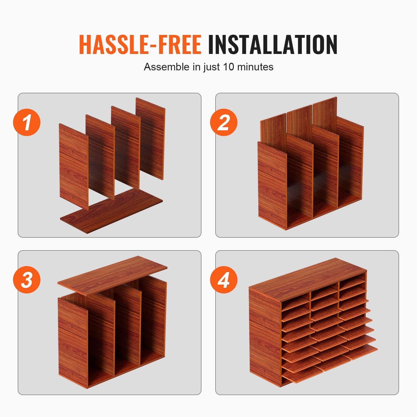 27 Compartments Wood Literature Organizer, Adjustable Shelves, Medium Density Fiberboard Mail Center, Office Home School Storage for Files, Documents, Papers, Magazines, Brown